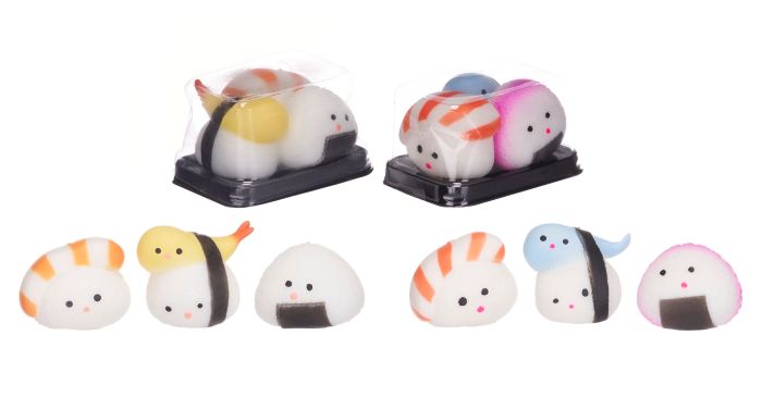 SUSHI Squishy (3 pezzi in vasoio) 2ass